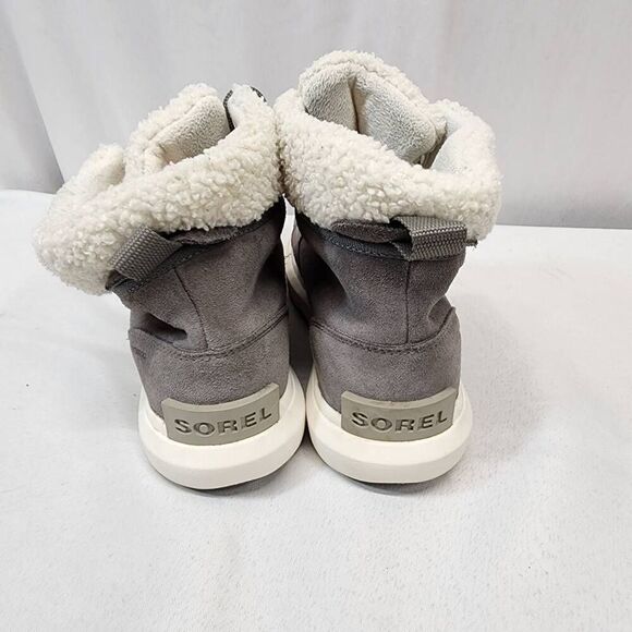 Sorel Explorer Next Faux Shearling Waterproof Bootie Women's 7 Grey Suede - Picture 3 of 7